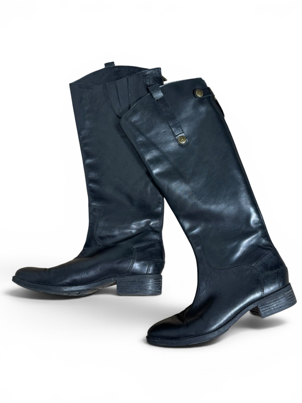Sam Edelman Penny Black Leather Riding Boots Size 7.5M